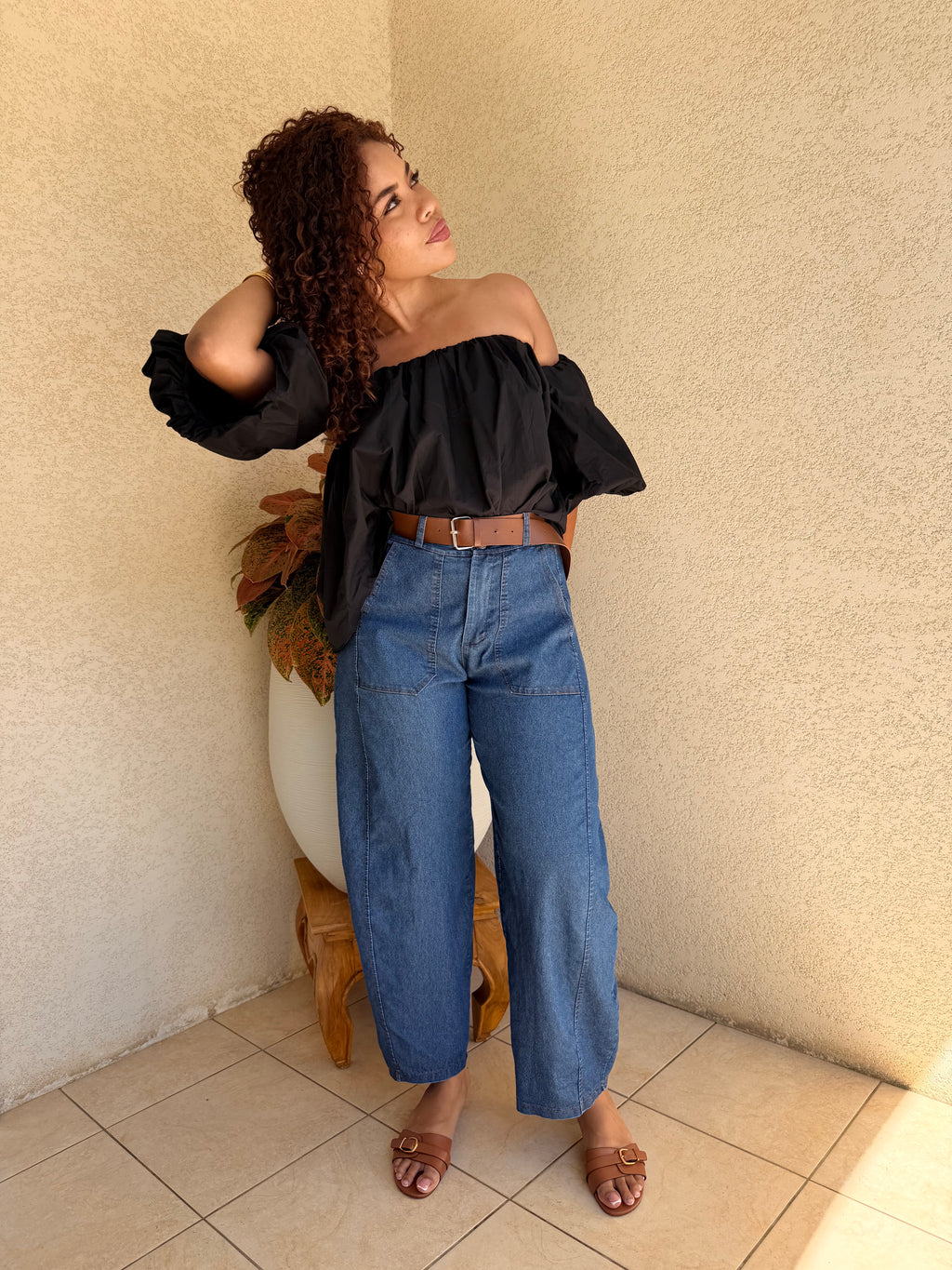 Pantalon Barrel en jean