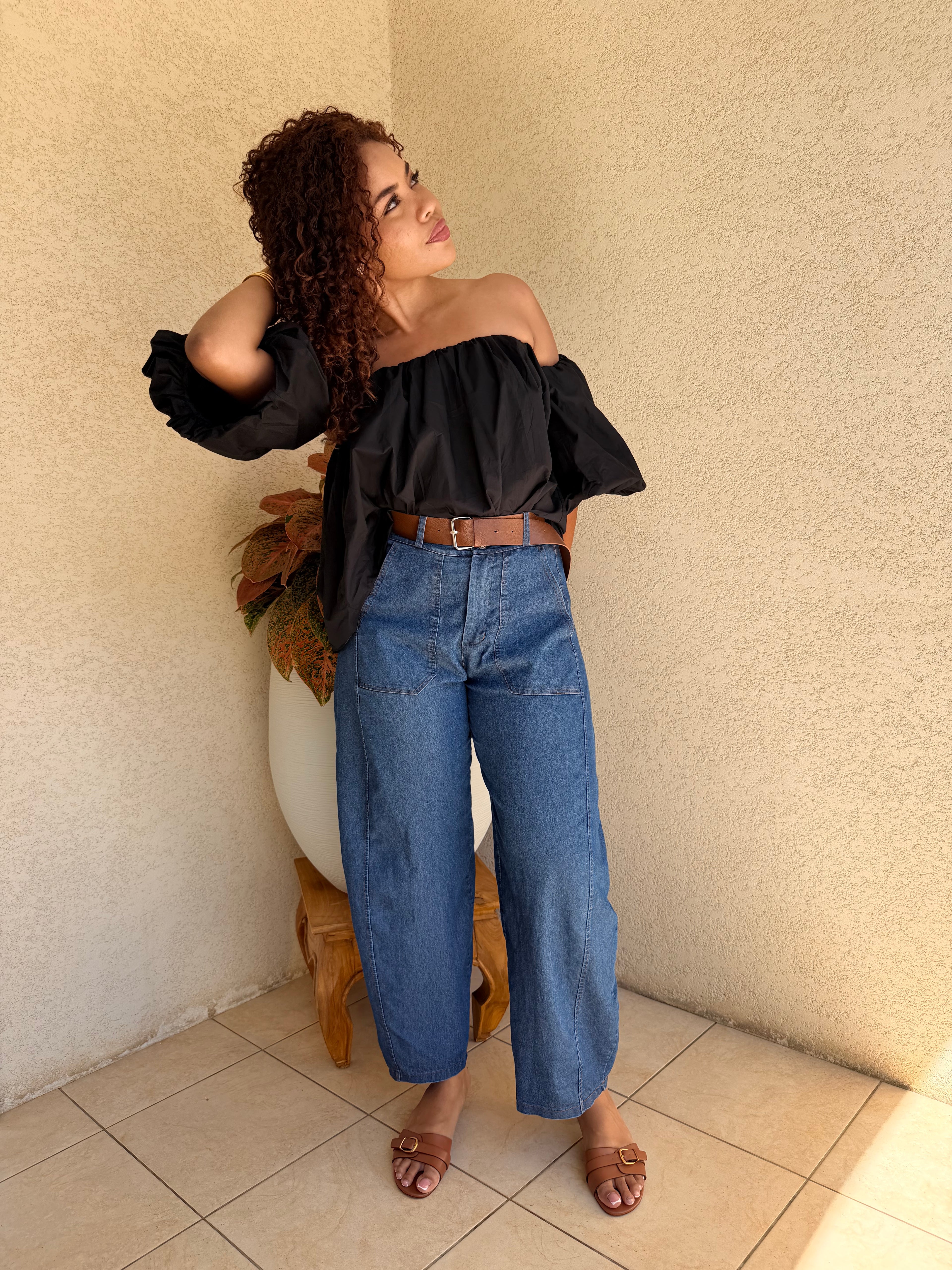 Pantalon Barrel en jean