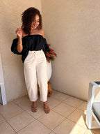 Pantalon barrel écru