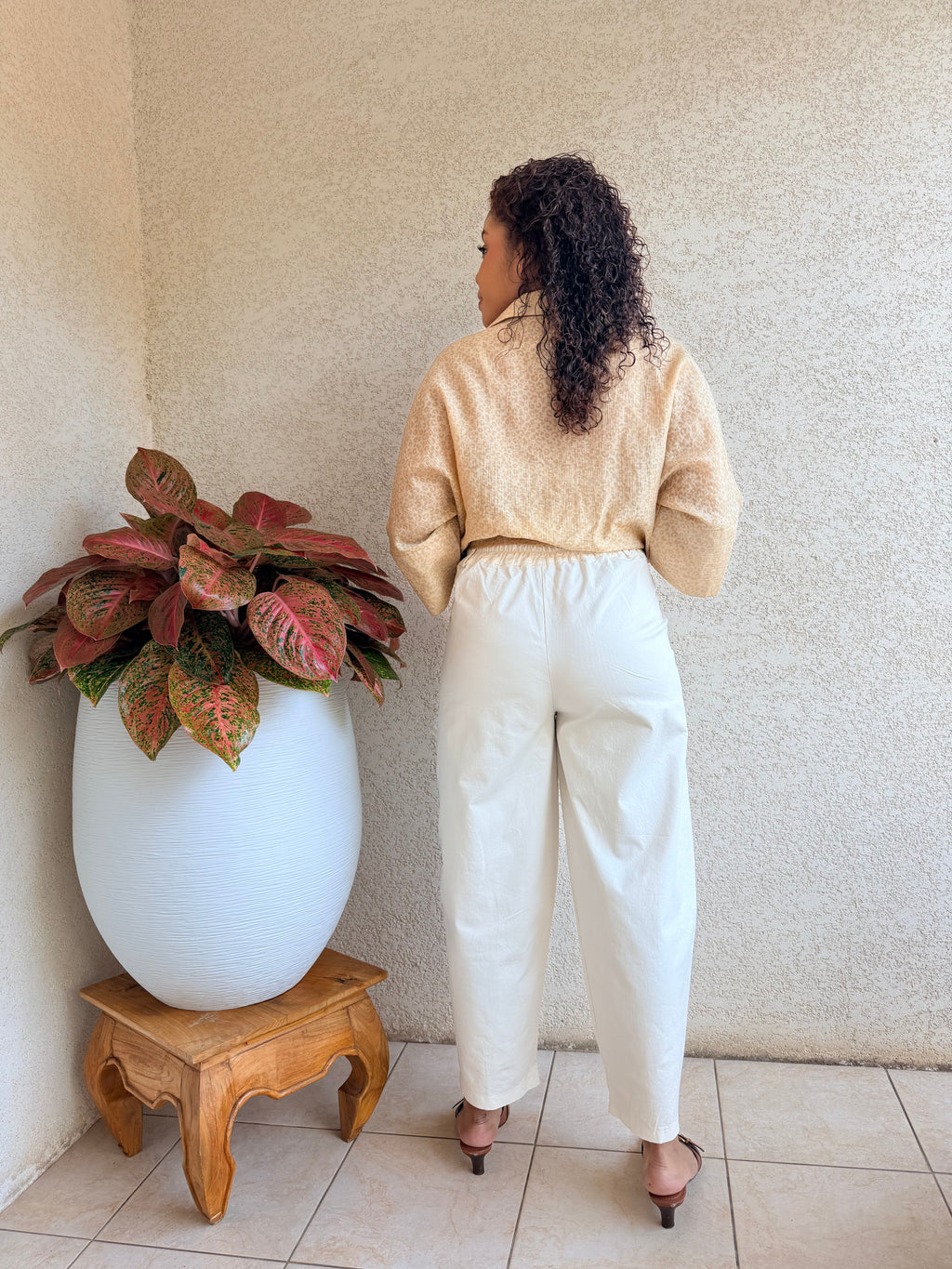 Pantalon barrel écru