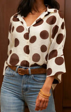 Chemise à pois manches larges